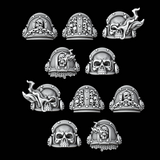 Skull and Flame Terminator Shoulder Pads - Set of 10