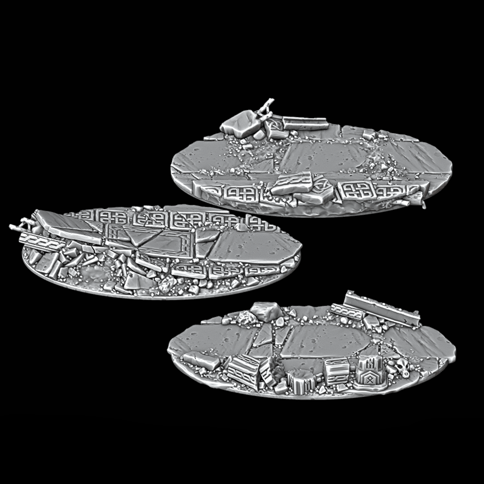 Base Topper - Ruined Viking Temple - 60 x 90mm Oval - Archies Forge