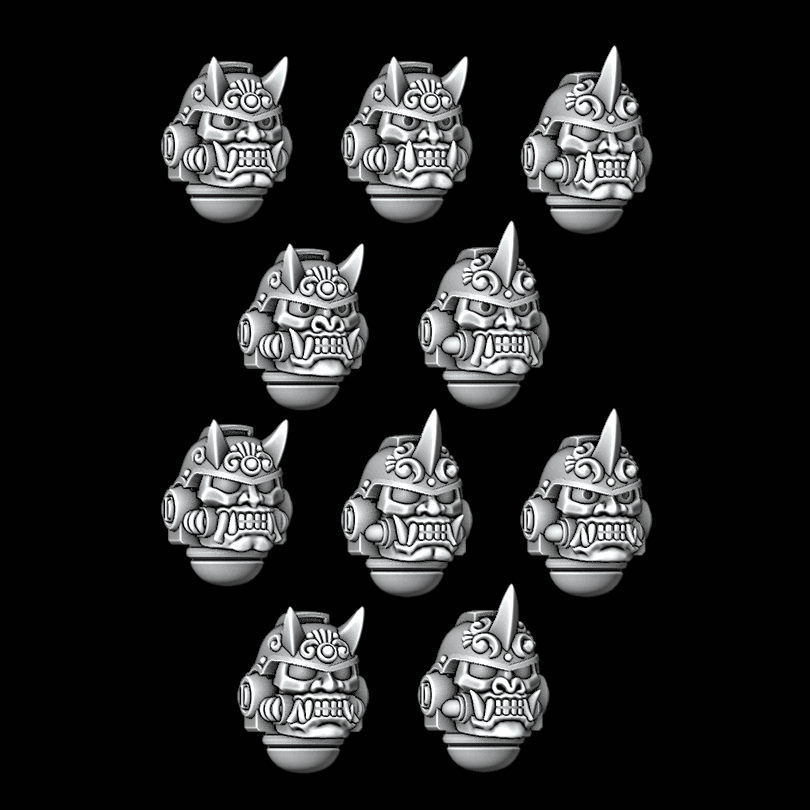 Detailed Horned Oni Mask Helmets - Set of 10 - Archies Forge