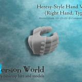 Heresy - Style Infantry Hand Version 1 (Right Hand, Type B) - Archies Forge