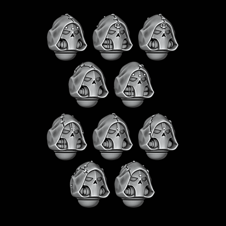 Hooded Plain Skull Helmets - Stitched Hood - Set of 10 - Archies Forge
