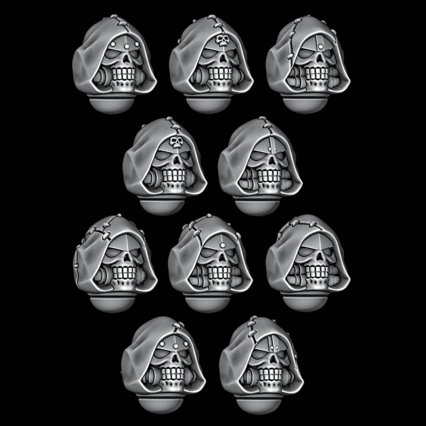 Hooded Skull Helmets - Stitched Hood - Set of 10 - Archies Forge