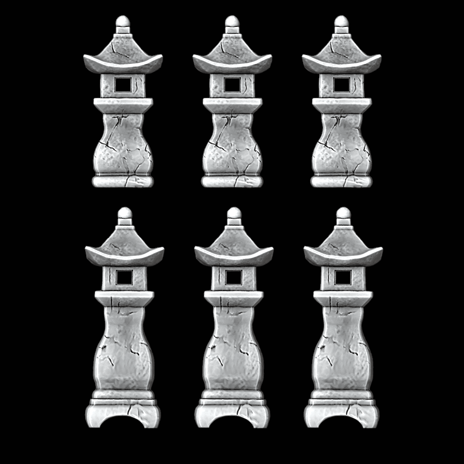 Japanese Stone Lanterns - Set of 4 - Archies Forge