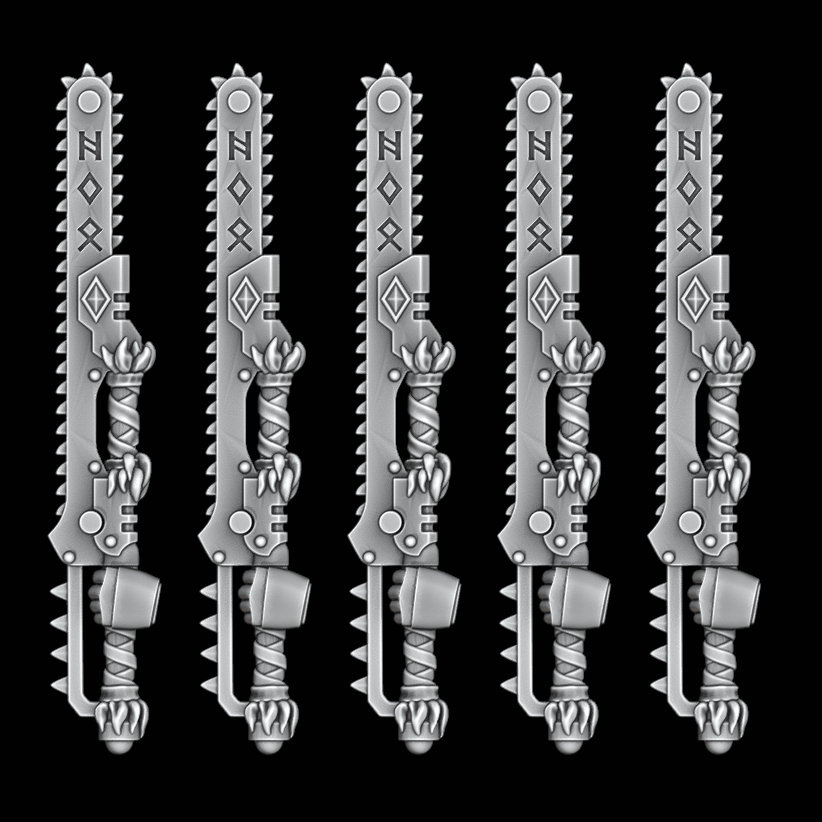 Large Legio Fenris Chainswords - Set of 5 - Left Handed - Archies Forge