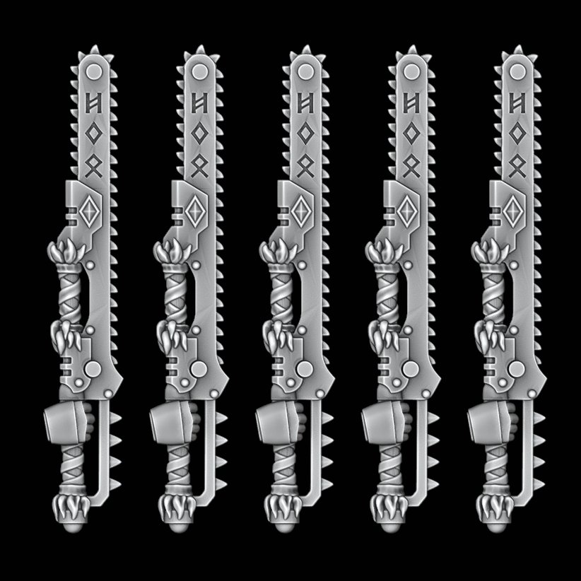 Large Legio Fenris Chainswords - Set of 5 - Right Handed - Archies Forge
