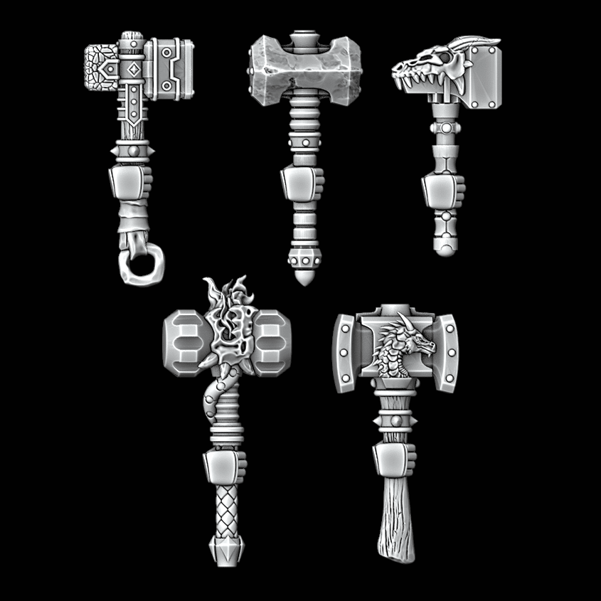 Legio Draconis One Handed Thunder Hammers - Right Handed - Set of 5 - Archies Forge