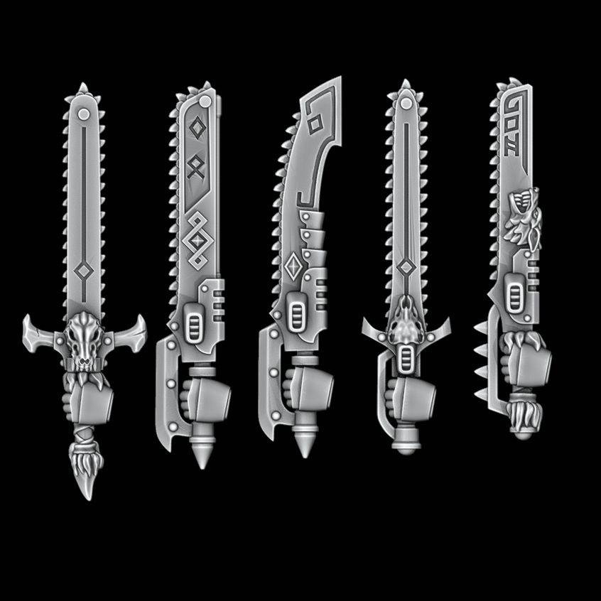 Legio Fenris Chainswords - Set of 5 - Left Handed - Archies Forge