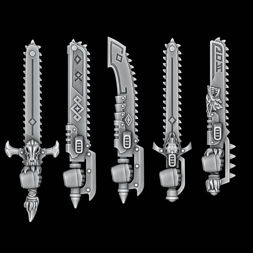 Legio Fenris Chainswords - Set of 5 - Right Handed - Archies Forge