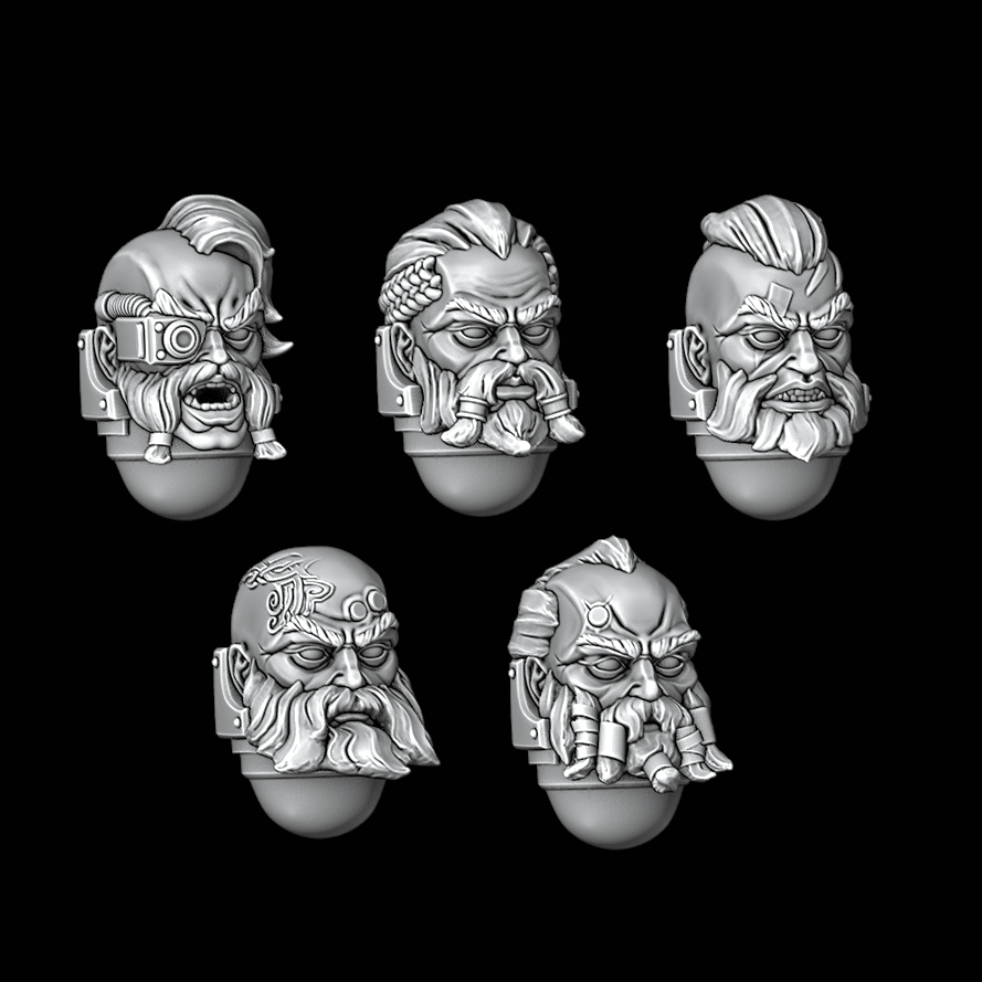 Legio Fenris Heads - Set of 5 - Archies Forge