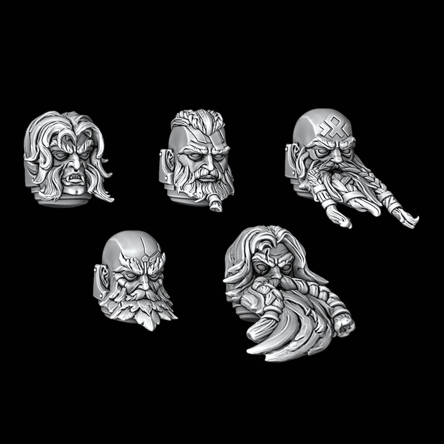 Legio Fenris Terminator Heads - Set of 5 - Archies Forge