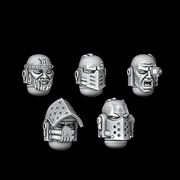 Legio Templaris Crusader Heads - Set of 5 - Archies Forge