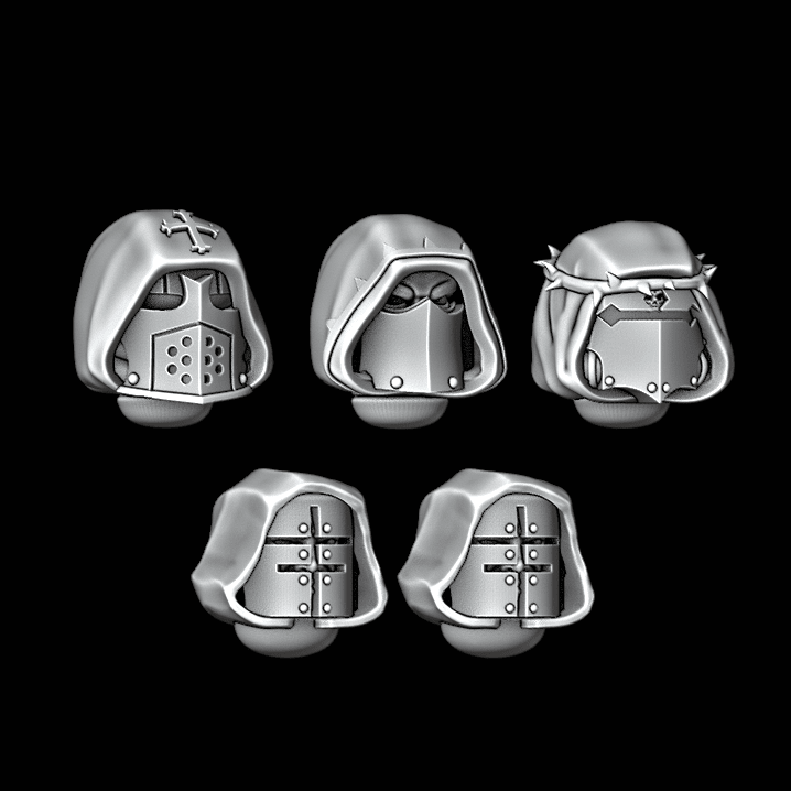 Legio Templaris Crusader Hooded Helmets - Set of 5 - Archies Forge