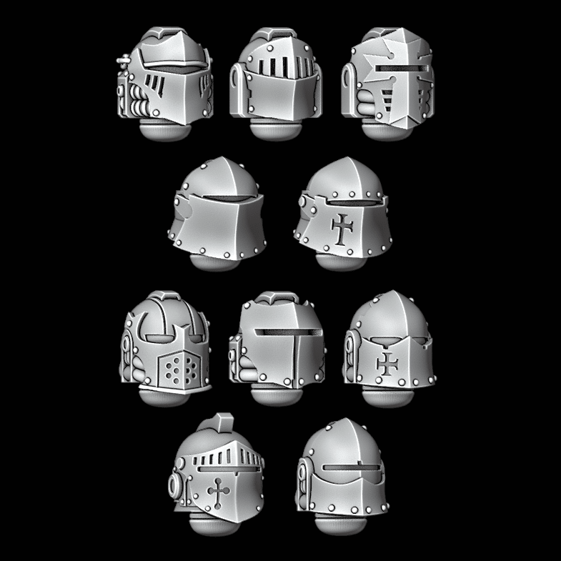 Legio Templaris Crusader Knight Helmets - Set of 10 - Archies Forge