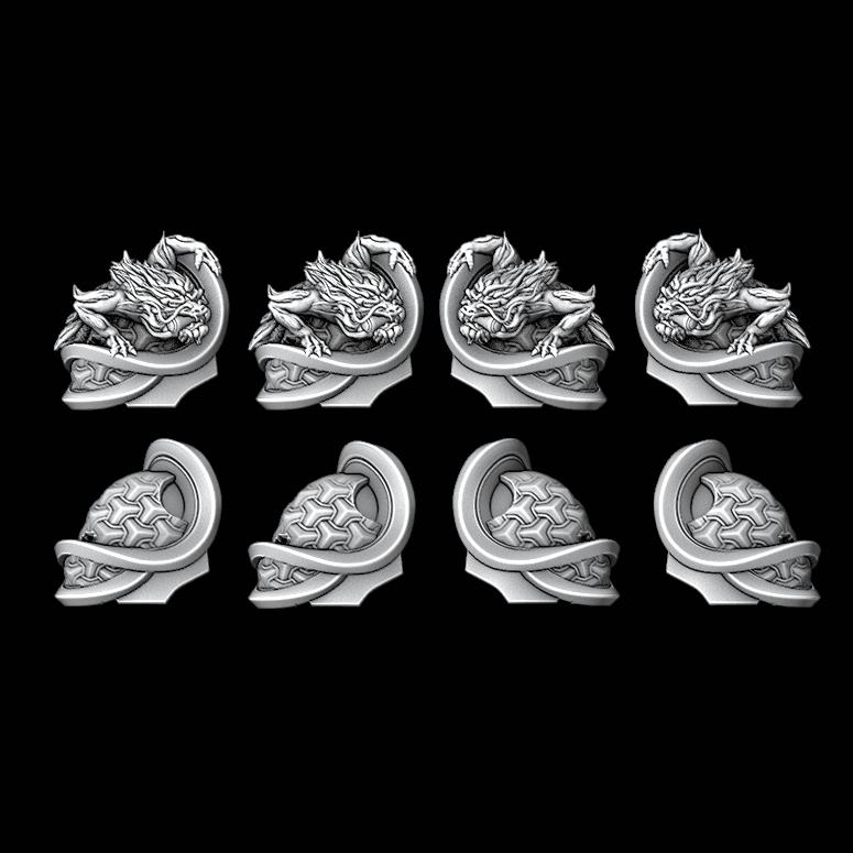 Oriental Dragon Style Shoulder Pads - Set of 8 - Archies Forge