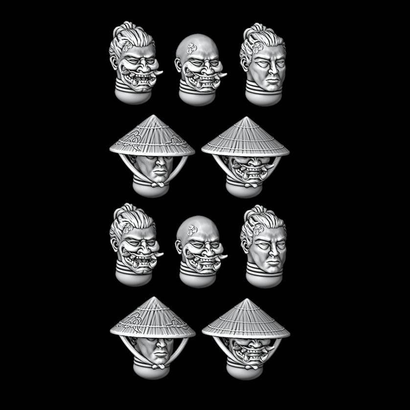 Samurai Heads - Set of 10 - Archies Forge