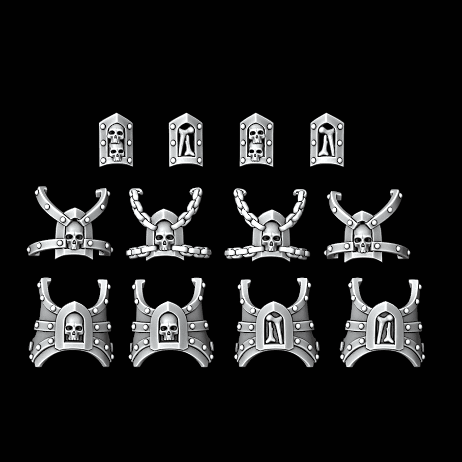 Skull and Bones Greave Decorations - Set of 10 - Archies Forge