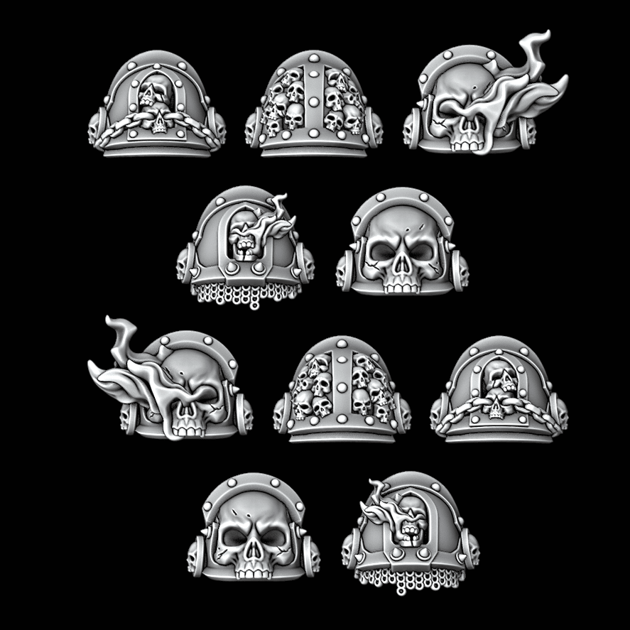 Skull and Flame Gravis Shoulder Pads - Set of 10 - Archies Forge