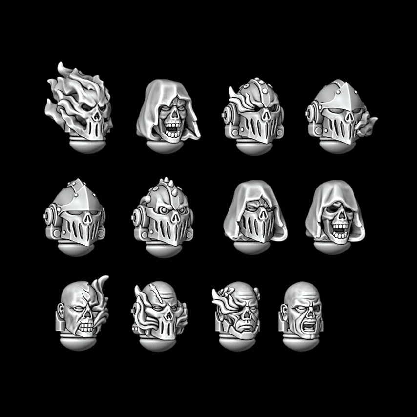 Skull and Flame Heads - Set of 12 - Archies Forge