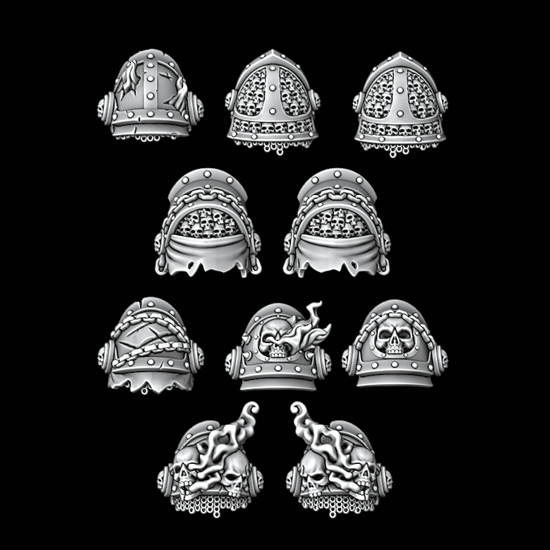 Skull and Flame Shoulder Pads - Set of 10 - Archies Forge