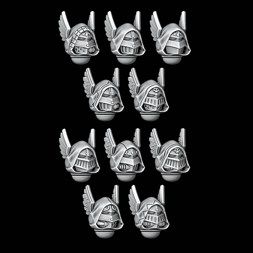 Small Winged Hooded Sallet Helmets - Set of 10 - Archies Forge